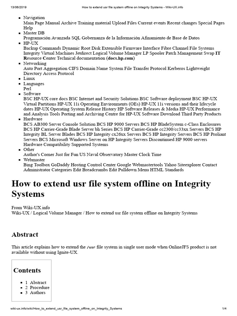 Extend /usr File System Offline Guide | PDF | File System | Server ...