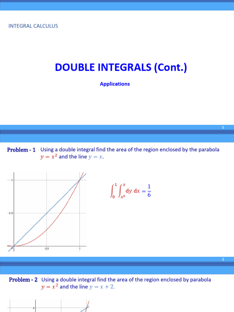 Double Integrals: Area and Volume Calculations | PDF | Integral | Pi