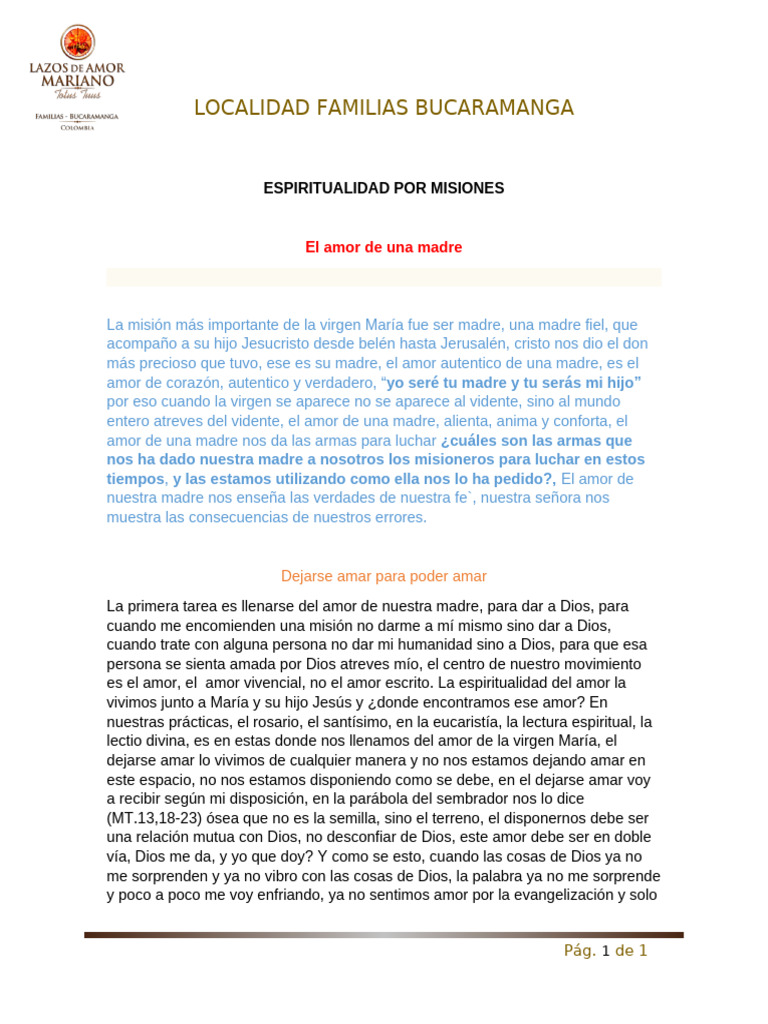 Espiritualidad y Amor Materno en Misiones | PDF | María, madre de Jesús ...