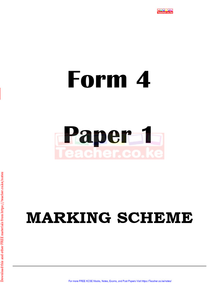 English 101 Form 4 Marking Scheme | PDF | Chess | Chess Theory