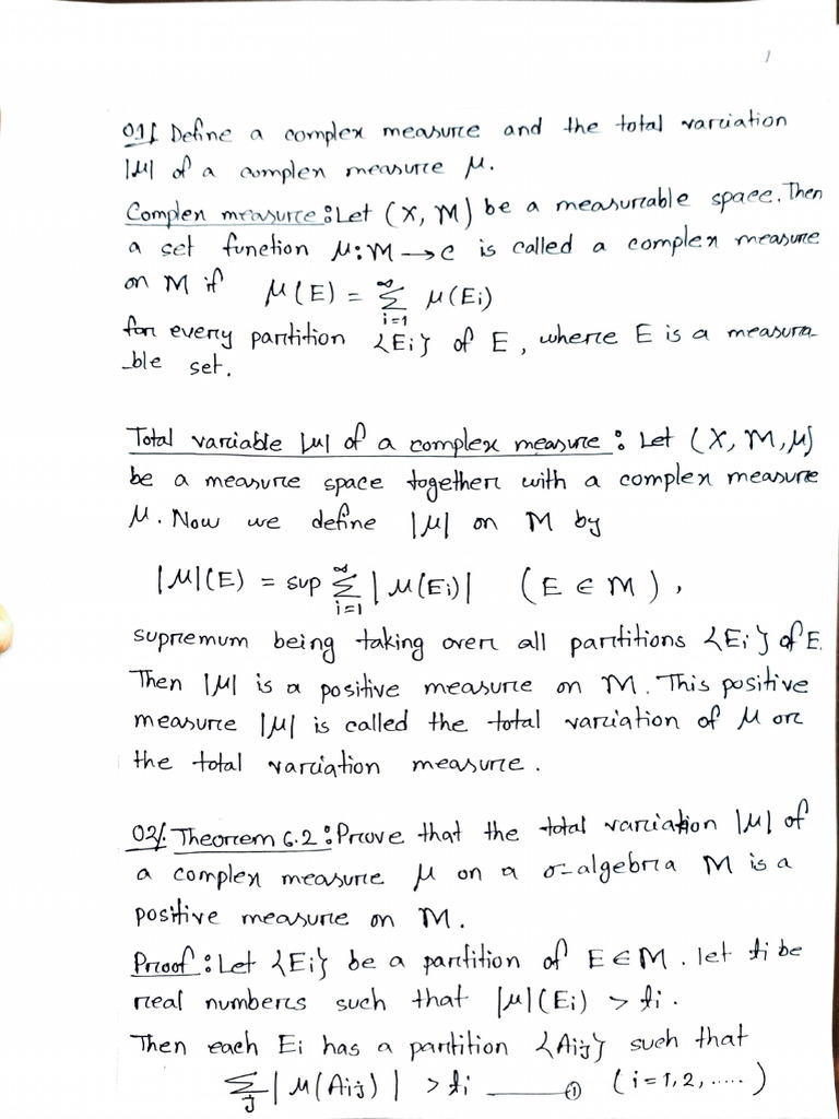 Total Variation in Complex Measures | PDF | Mathematical Analysis ...
