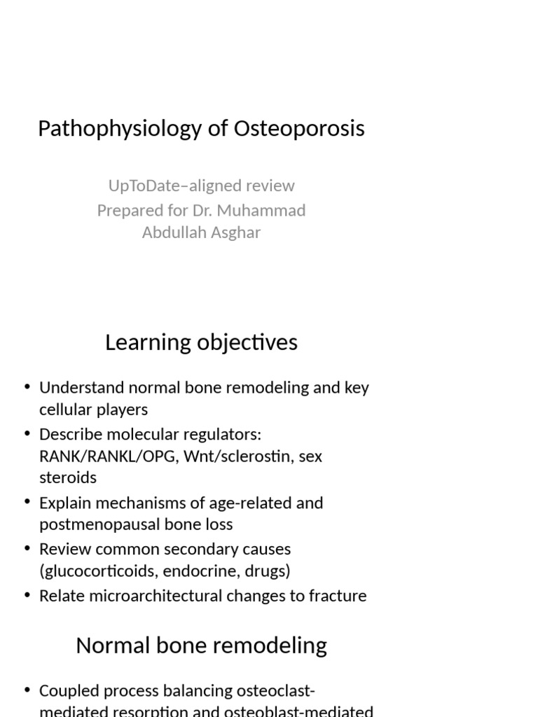 Osteoporosis Pathophysiology Overview | PDF | Osteoporosis | Osteoblast
