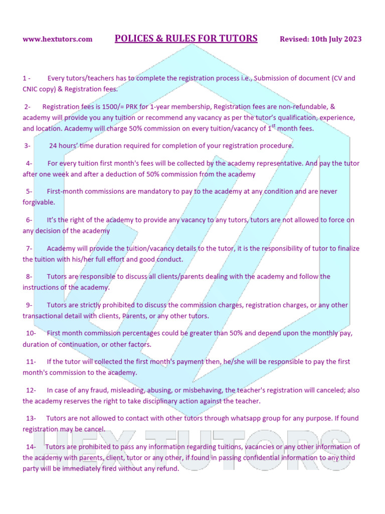 Academy Rules Policies | PDF | Tuition Payments