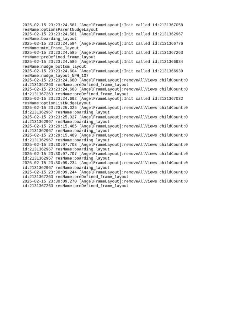 AngelFrameLayout Initialization Logs | PDF