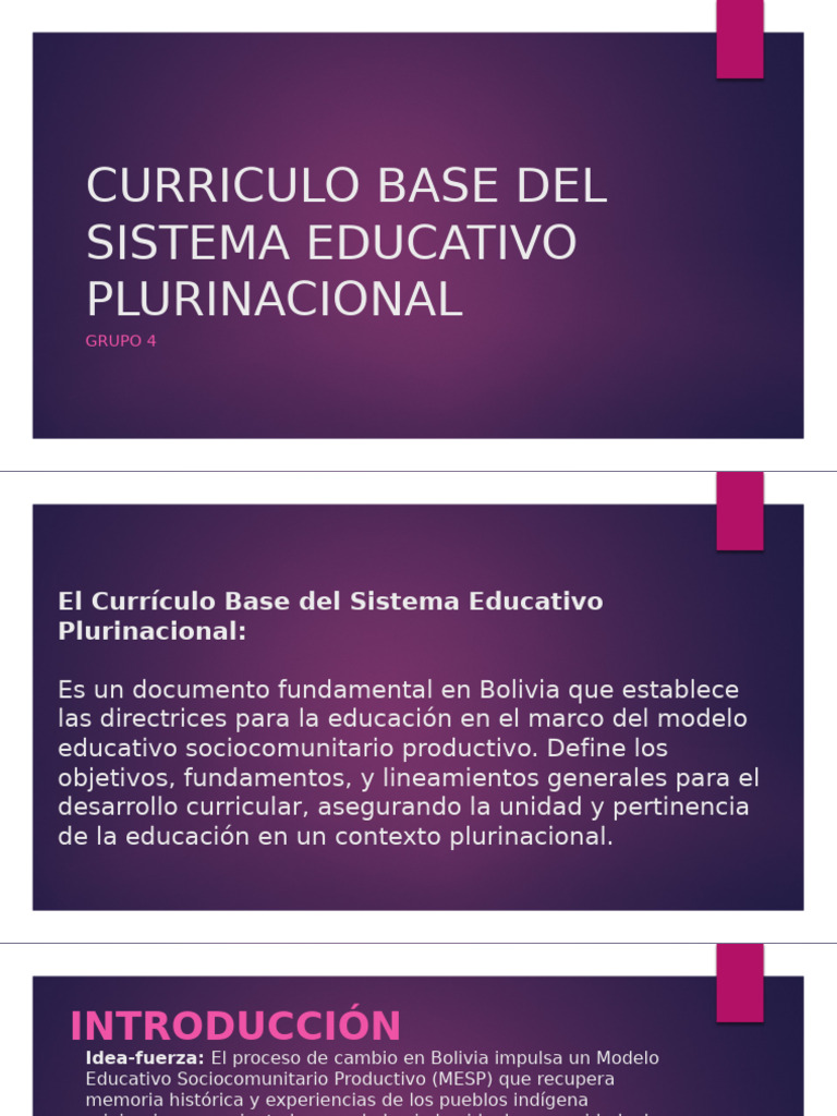 Currículo Base del Sistema Educativo Plurinacional | PDF | Plan de ...