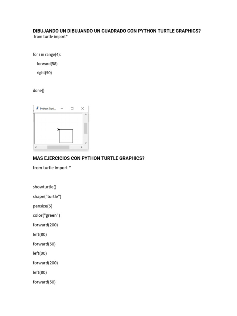 Dibujo de Cuadrados con Python Turtle | PDF | Geometría del plano ...