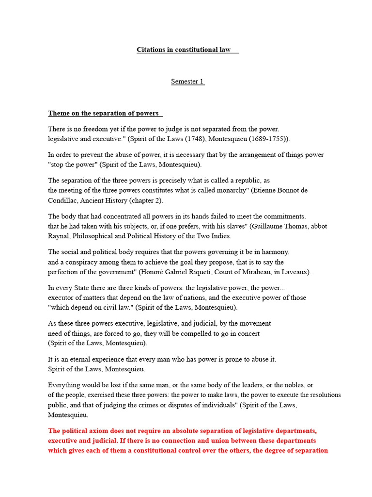 Separation of Powers in Constitutional Law | PDF | Sovereignty | Rule ...