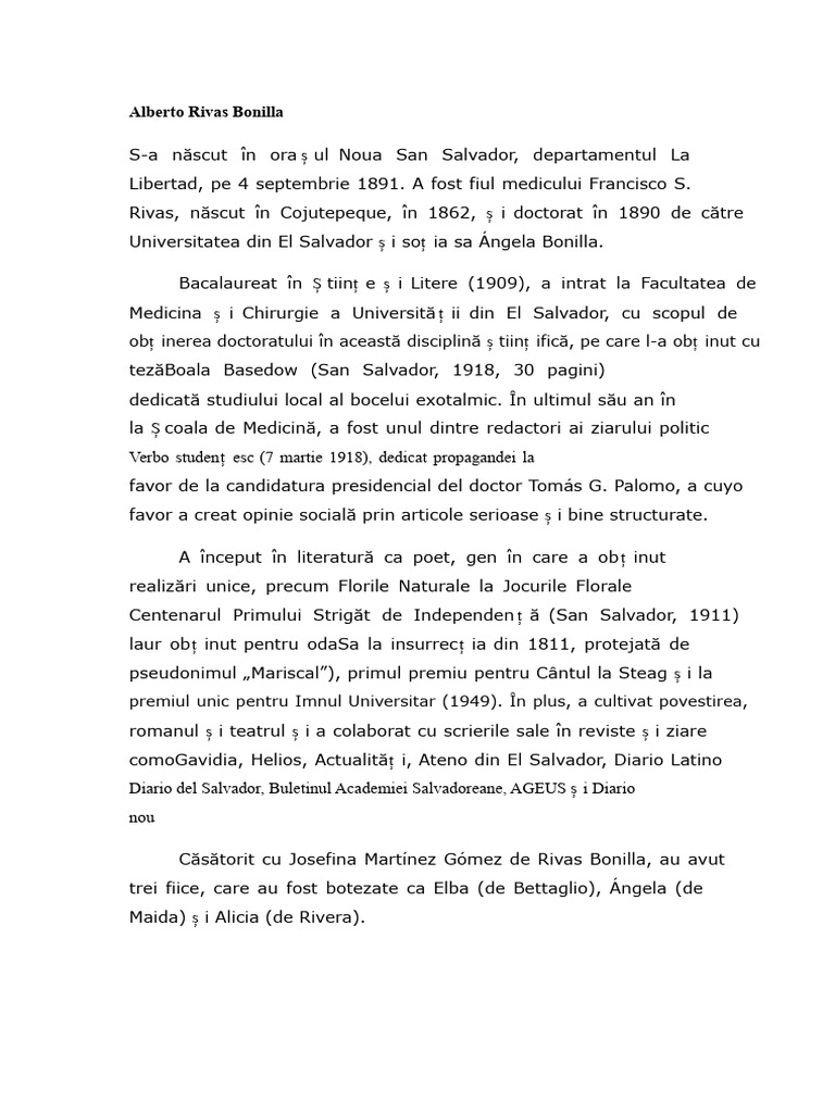 Biografia Alberto Rivas Bonilla | PDF