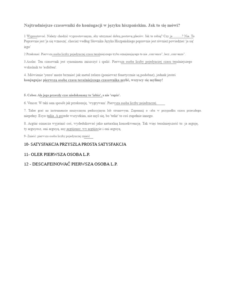 Trudne Do Odmiany Czasowniki | PDF
