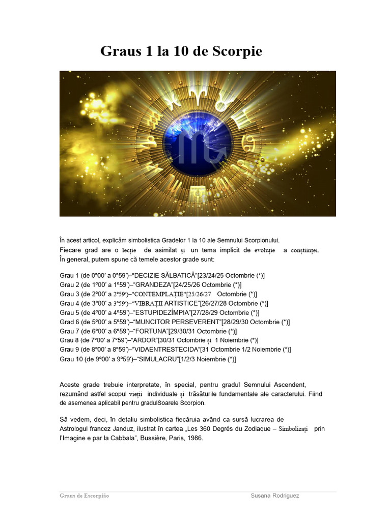 SR - Articol - Graus 1 La 10 de Scorpiu - Versiune Finală | PDF