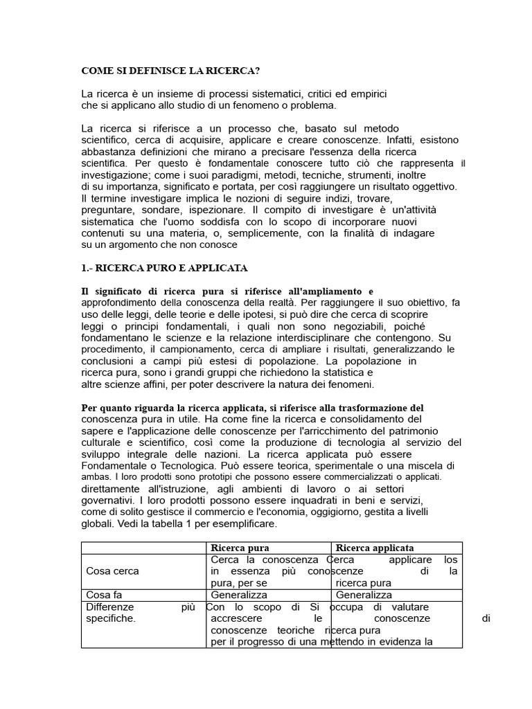 Ricerca Pura e Applicata | PDF