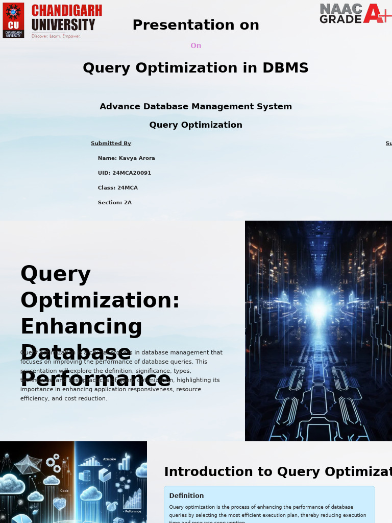 24MCA20091 Query Optimization | PDF | Database Index | Databases