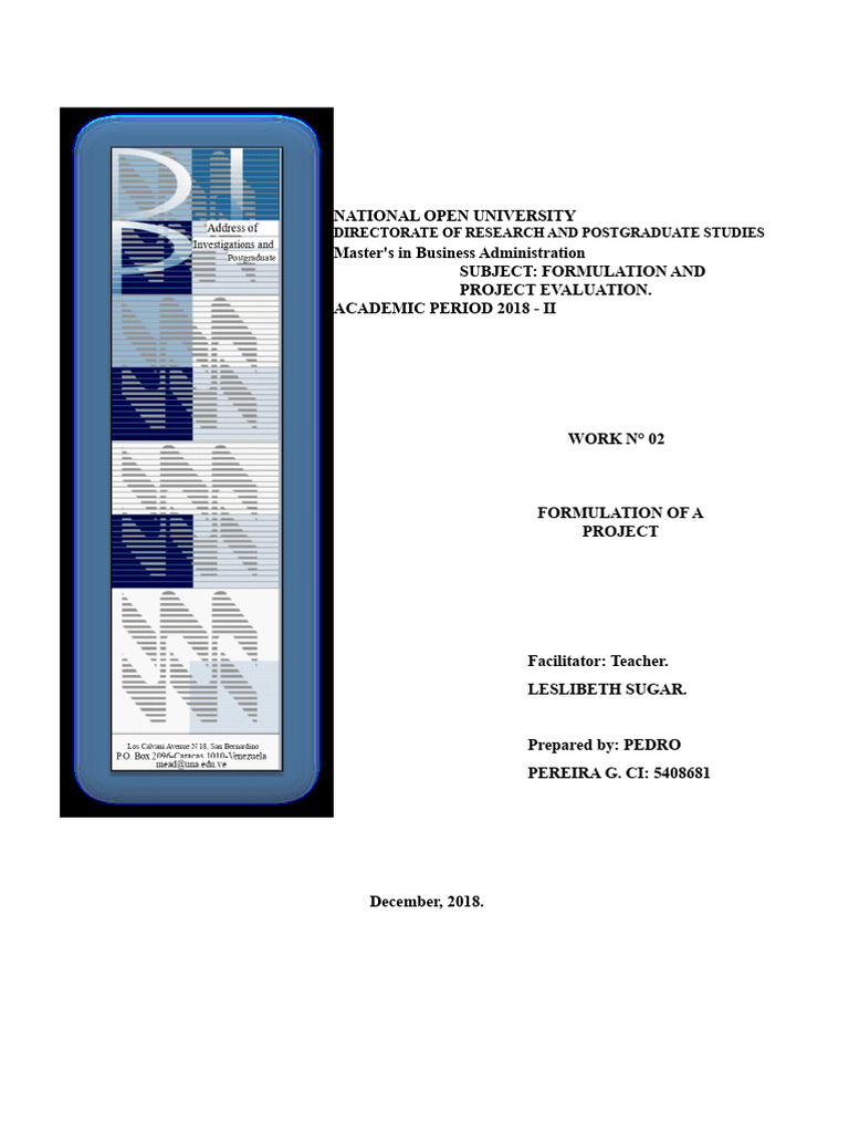 WORK #2 ON FORMULATION AND EVALUATION OF PROJECTS (Auto-Saved) | PDF ...