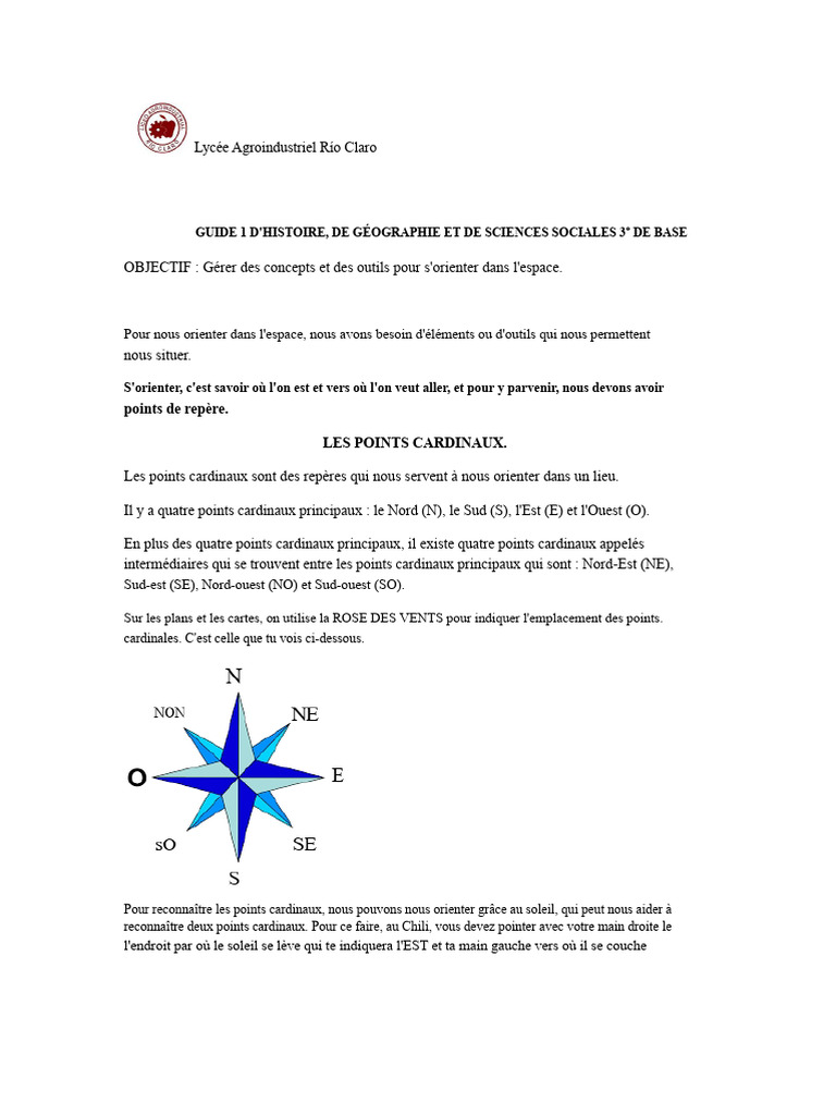 Comprendre les points cardinaux | PDF