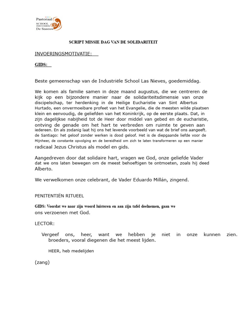 Script Van de Beschermende Solidariteitsmis | PDF