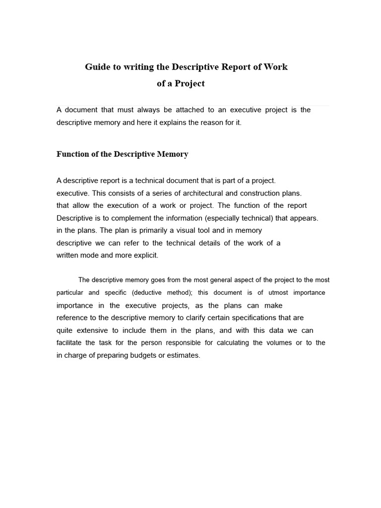 Writing a Descriptive Memory Report | PDF