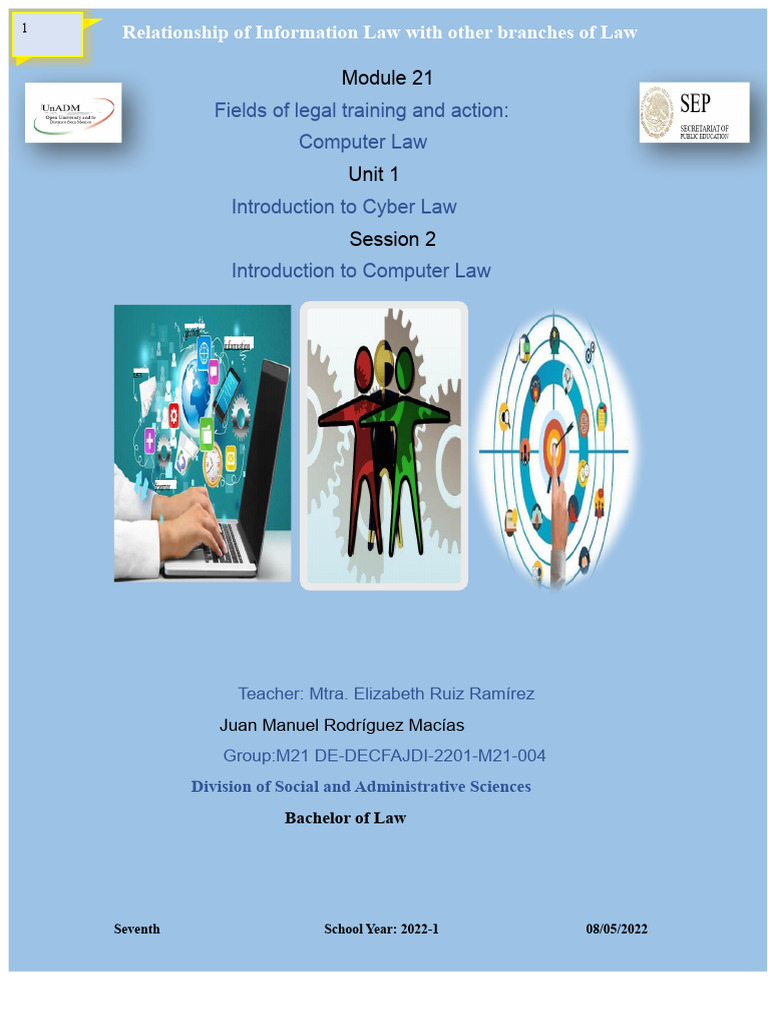 M21 - JDI - U1 - S2 - JURM Relationship of Computer Law With Other ...