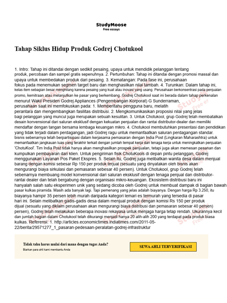 Siklus Hidup Produk Godrej Chotukool | PDF