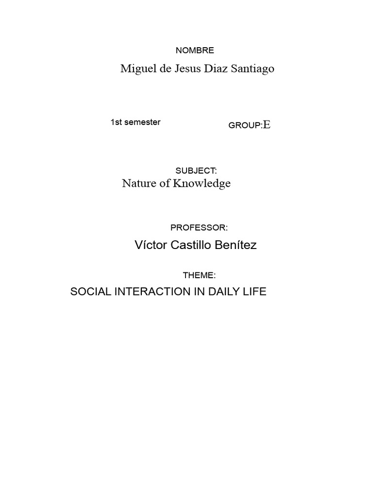 Understanding Daily Social Interaction | PDF | Social Psychology ...