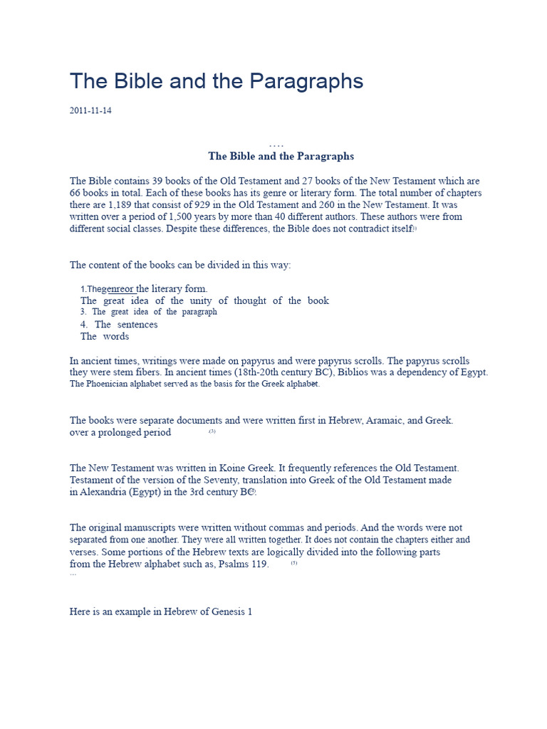 Understanding Biblical Paragraphs | PDF | Chapters And Verses Of The ...
