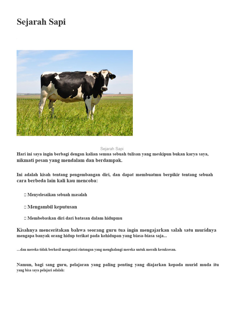 Pelajaran Hidup dari Seekor Sapi | PDF