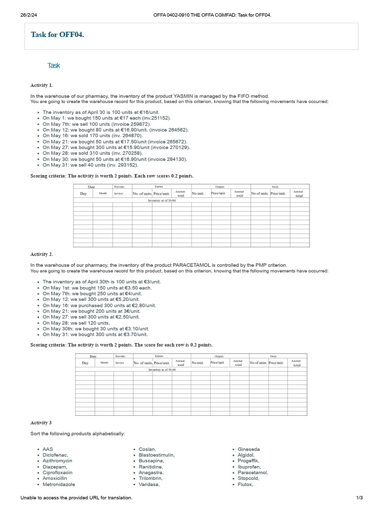 Pharmacy Inventory Management Tasks | PDF