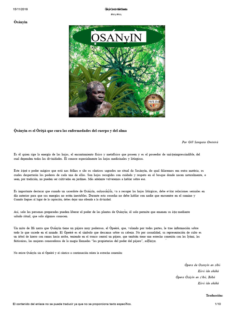 Poder y Ritual de Ọsányìn en Candomblé | PDF