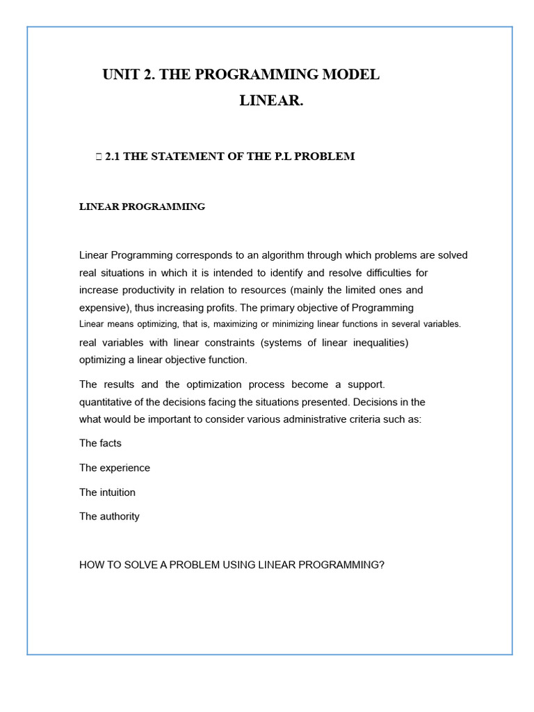 Linear Programming Problem Solving Guide | PDF | Mathematical ...