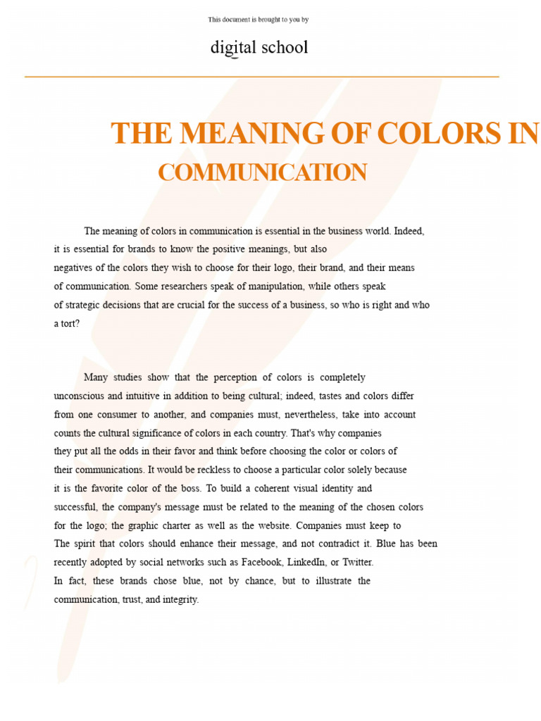 Color Meanings in Business Communication | PDF | Brand | Logos