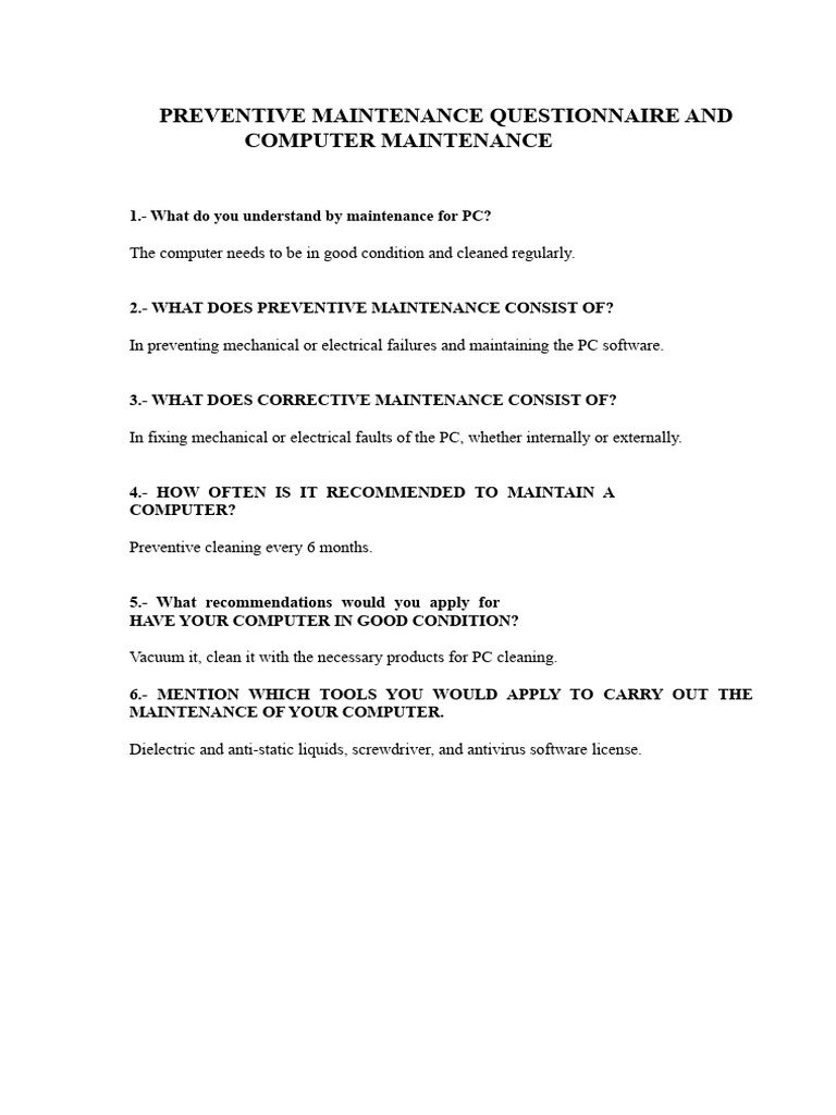 Computer Preventive Maintenance Guide | PDF