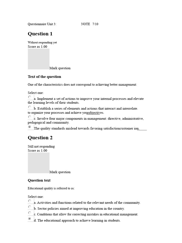 Educational Management Improvement Questionnaire | PDF | Evaluation ...