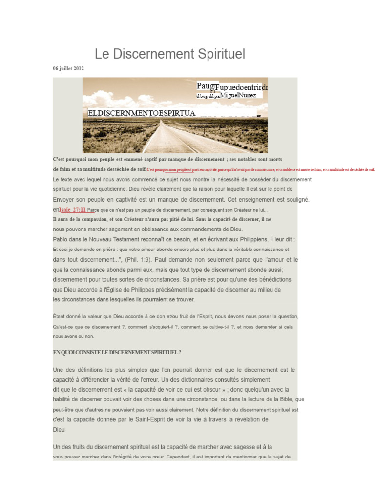 Importance du Discernement Spirituel | PDF | Vérité | Dieu
