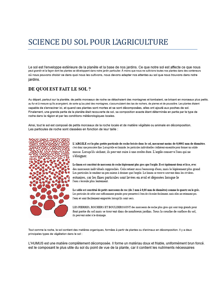 Comprendre la science du sol en agriculture | PDF | Sol (pédologie) | Sable