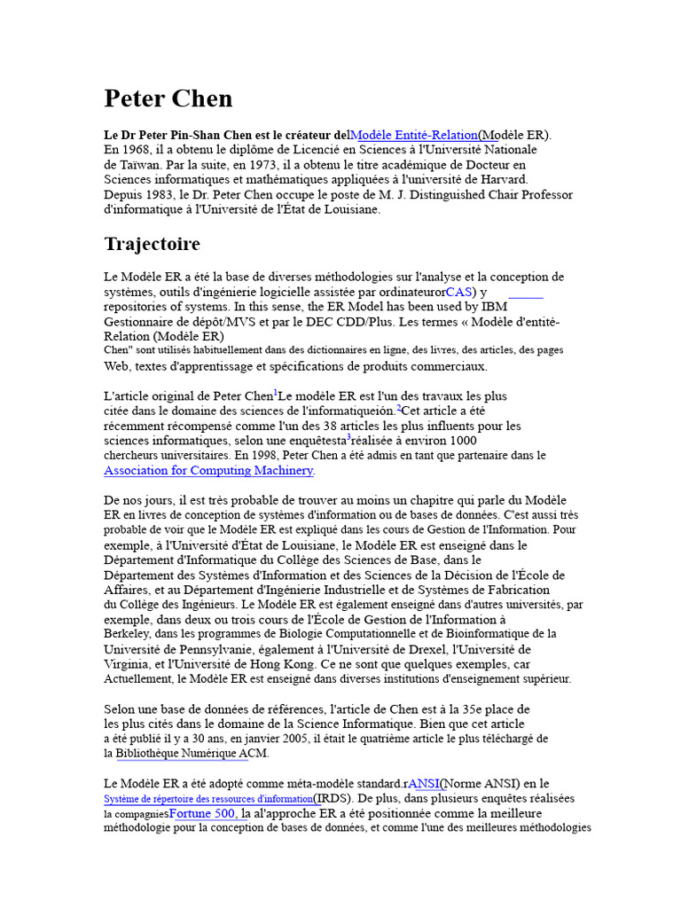 Dr Peter Chen et le Modèle ER | PDF | Informatique | Informatique