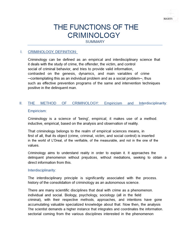 Functions and Scope of Criminology | PDF | Criminology | Crimes