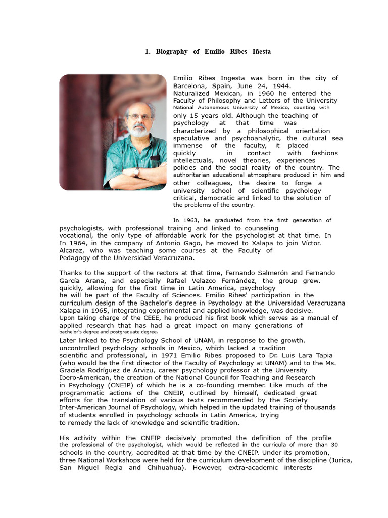 Emilio Ribes Iñesta: Psychology Pioneer | PDF | Psychology | Cognition