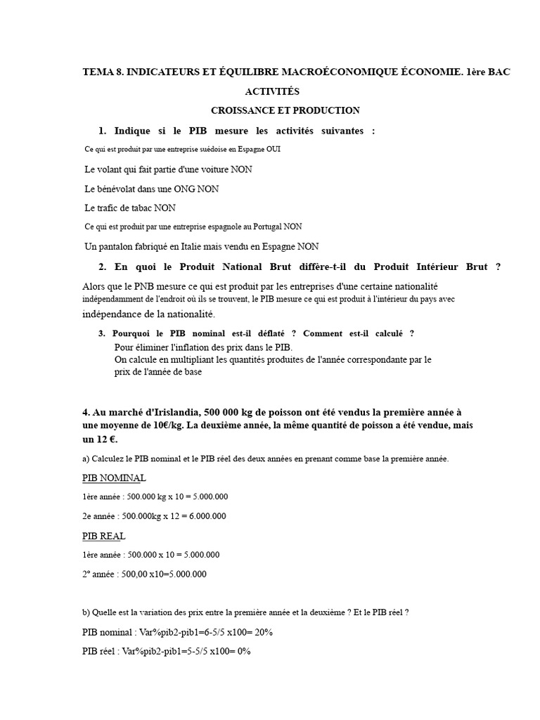 Indicateurs de Croissance Économique et PIB | PDF | Produit intérieur ...