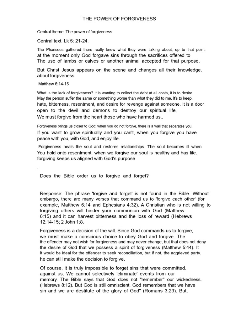 The Biblical Power of Forgiveness | PDF | Forgiveness | Religious ...