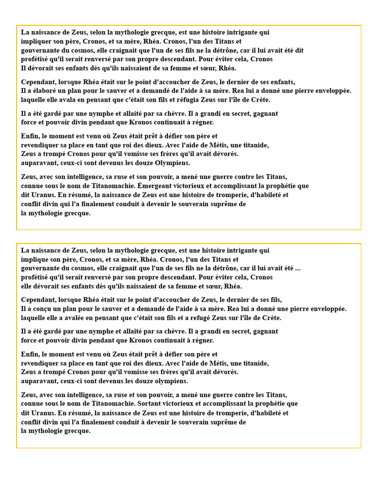 Naissance de Zeus : Mythologie et Destin | PDF | Zeus | Mythologie grecque