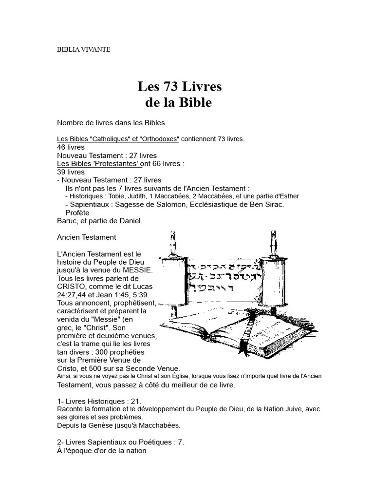 Comprendre les 73 Livres de la Bible | PDF | Livre de l'Exode | Exil à ...