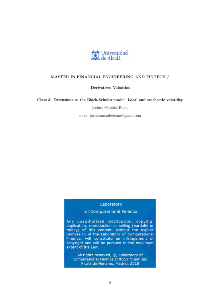 Local and Stochastic Volatility Models | PDF | Black–Scholes Model ...