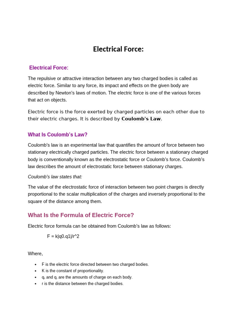 Understanding Electric Force and Examples | PDF | Force | Electric Charge