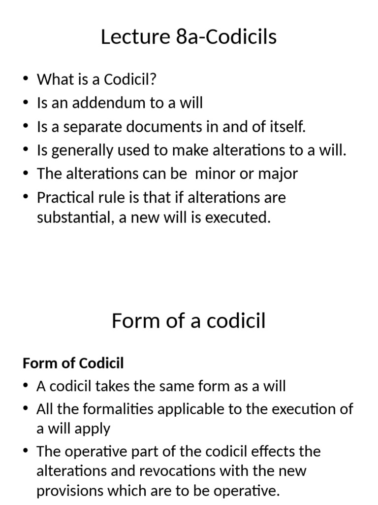Lecture 7 - Codicils | PDF