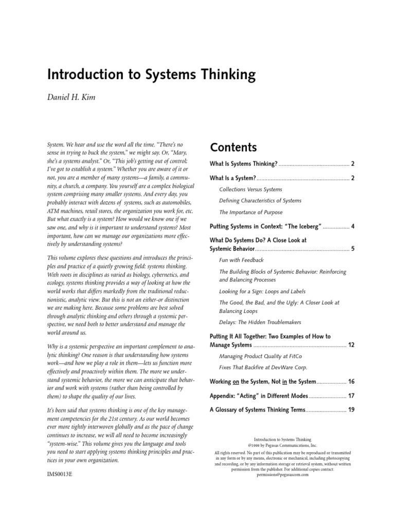 Introduction to Systems Thinking | PDF | Systems Theory | System