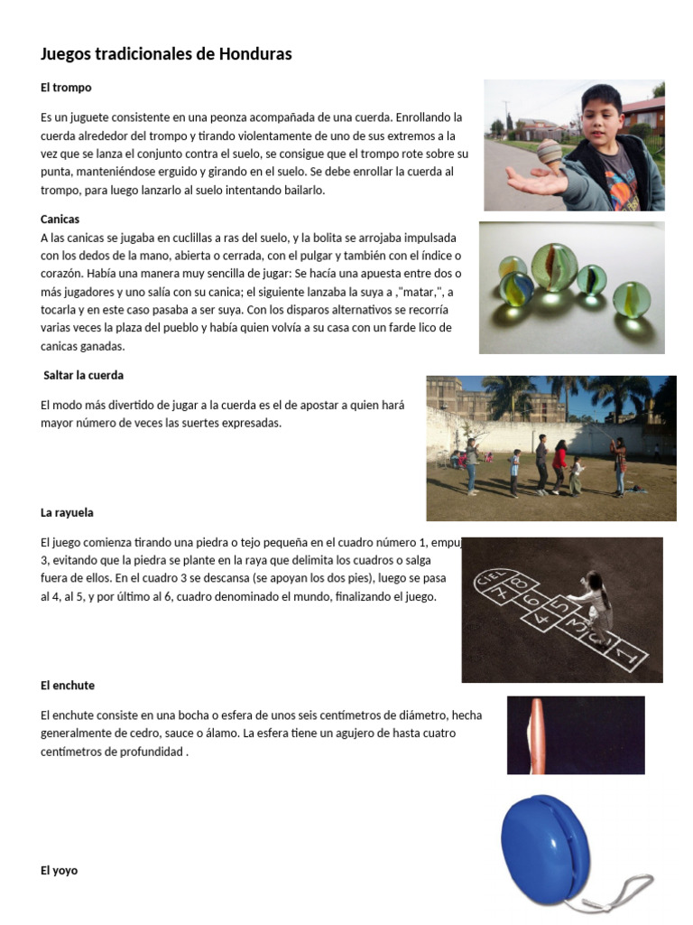 Juegos Tradicionales de Honduras | PDF | Cometa