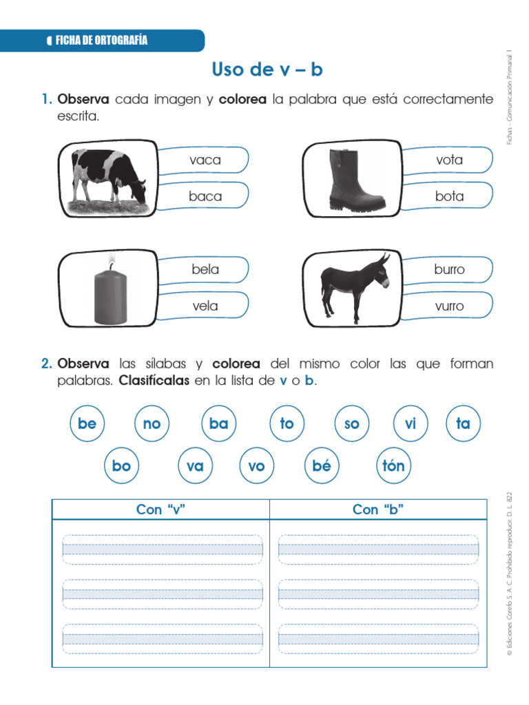 Uso de v y b en ortografía | PDF