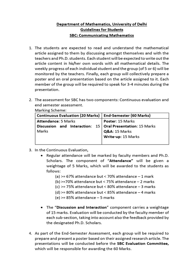 SBC Guidelines Students - 26sept | PDF | Human Communication