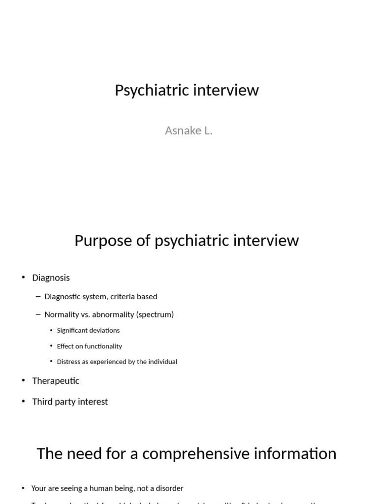 Psychiatric Interview2024 | PDF | Mental Disorder | Psychiatry