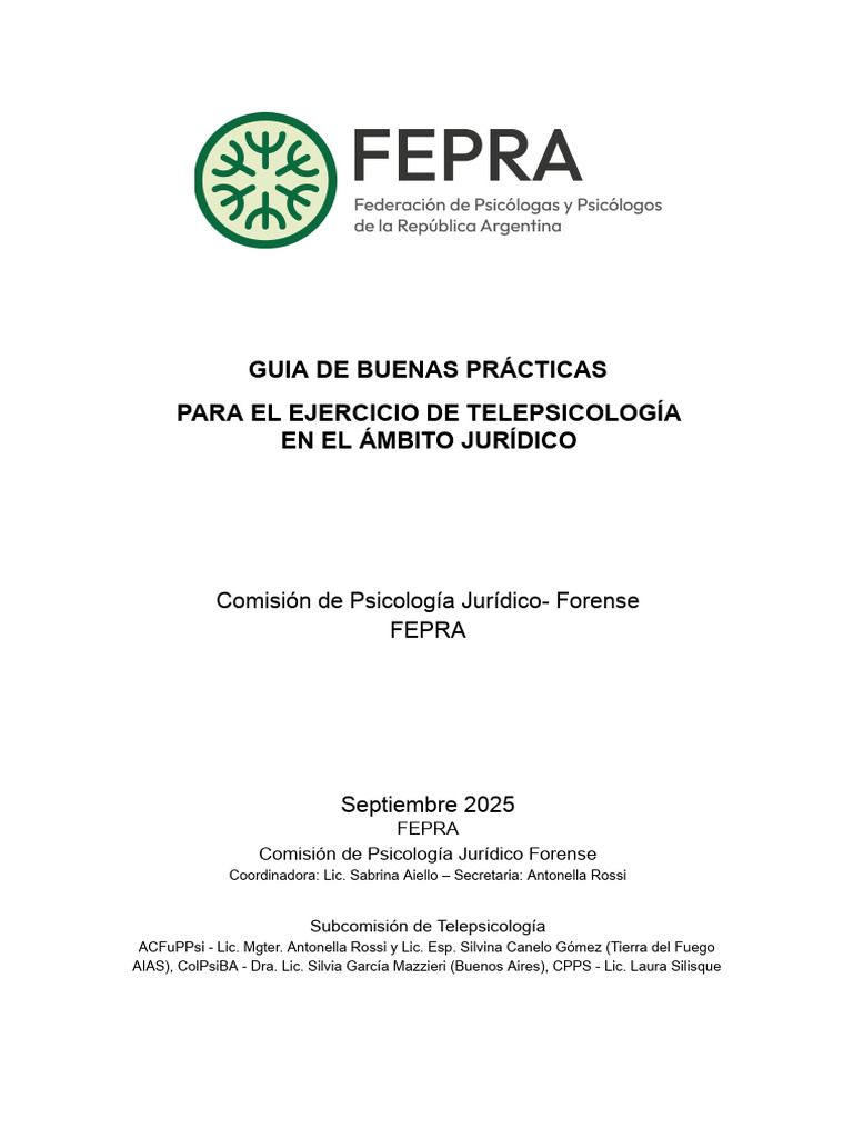 FEPRA - Buenas Prácticas Telepsicología | PDF | Videotelefonía | Sicología