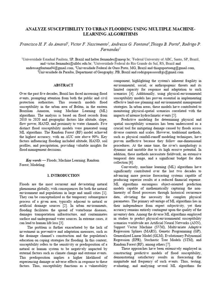 Urban Flooding Susceptibility Analysis | PDF | Machine Learning | Flood